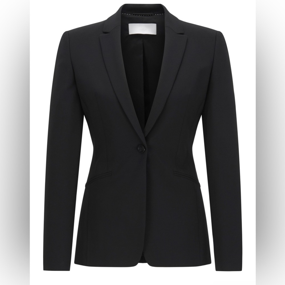 Boss REGULAR-FIT JACKET IN STRETCH WOOL WITH CURVED LAPELS